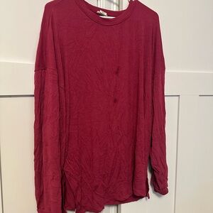 Yelete Women's Deep Red Long Sleeve Top